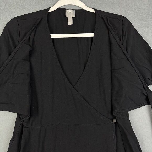 ASOS Wrap Dress Womens 10 Black Layered Tie Front Flowy Basic Minimalist - Picture 6 of 16